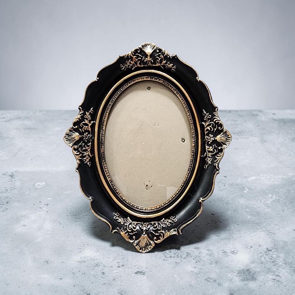 Oval Black and Gold Ornate Picture Frame Black Gold Baroque Vintage Inspired